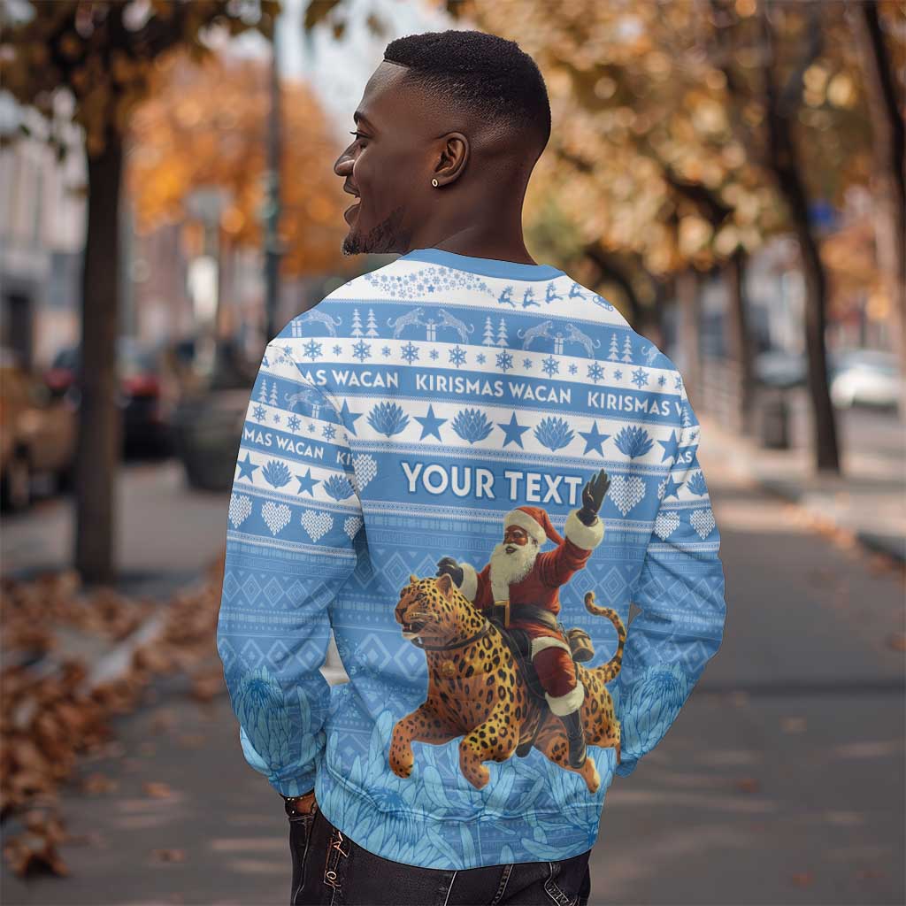 Personalized Afro Somalia Christmas Sweatshirt Black Santa Riding Leopard - African Pattern LT15