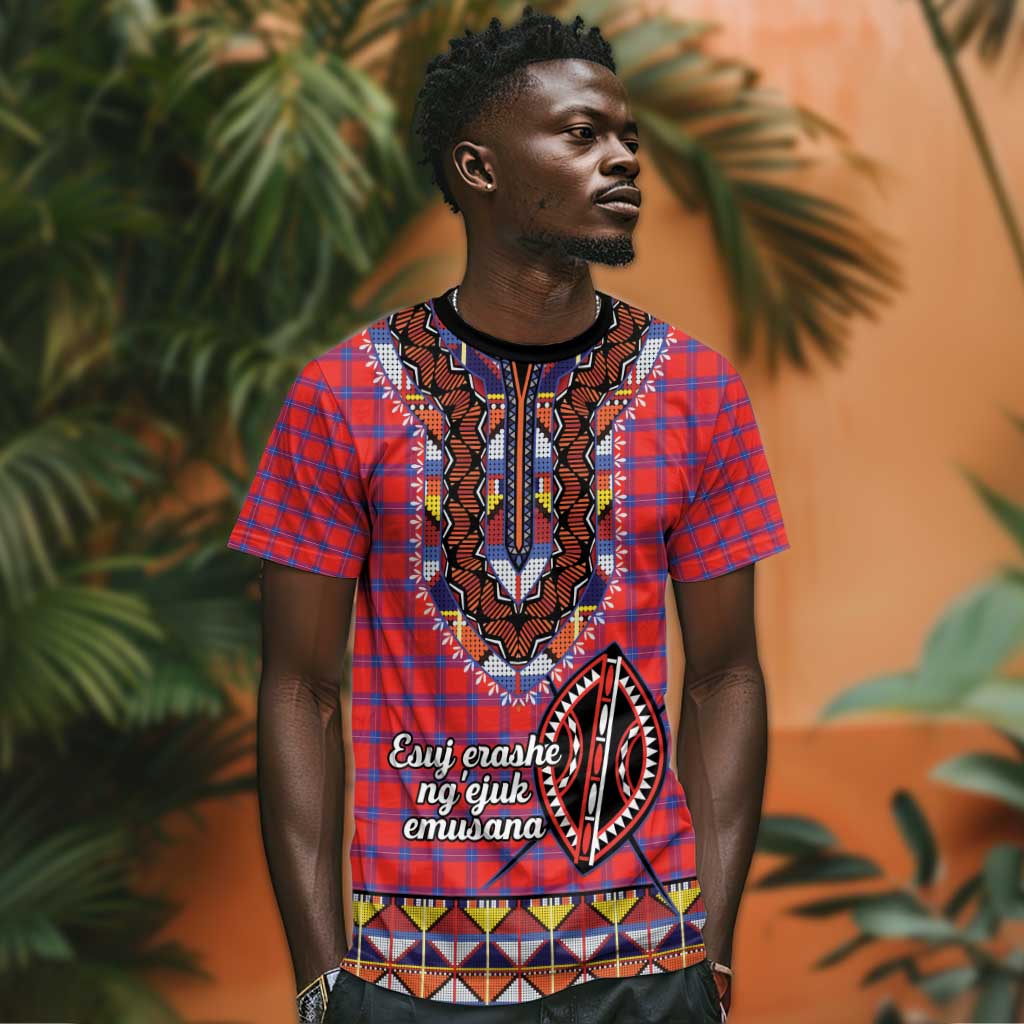 Afro Kenya Maasai Shuka Personalized T shirt Maasai Shield Mix Dashiki LT15