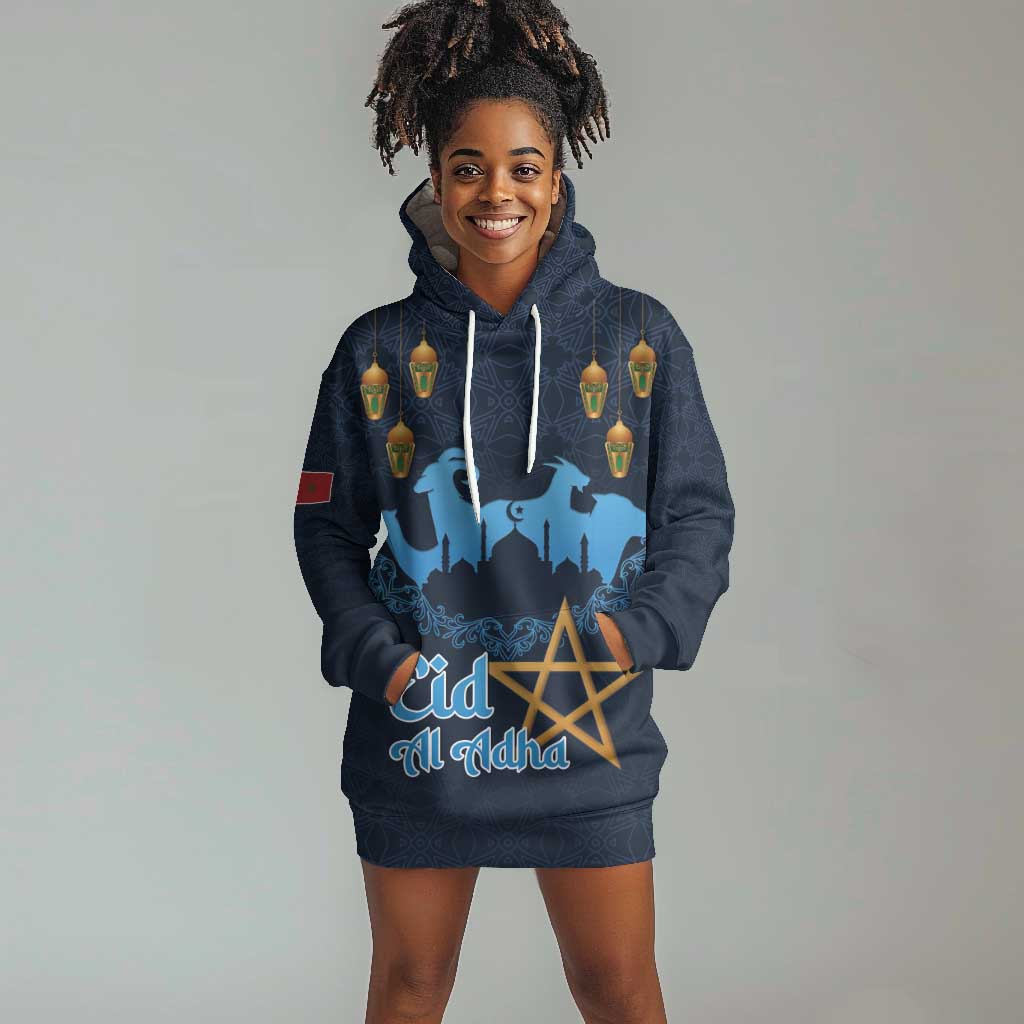 Happy Eid Al-Adha Hoodie Dress Morocco Mubarak LT15
