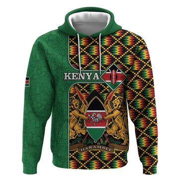 Kenya Hoodie Coat Of Arms Kente Pattern LT15