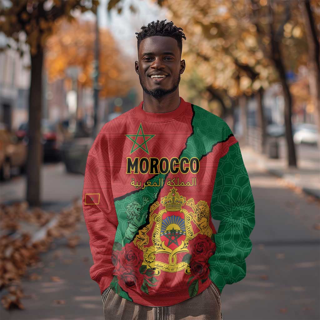 Personalised Morocco Sweatshirt Coat Of Arms - Islamic Mix African Patterns LT15