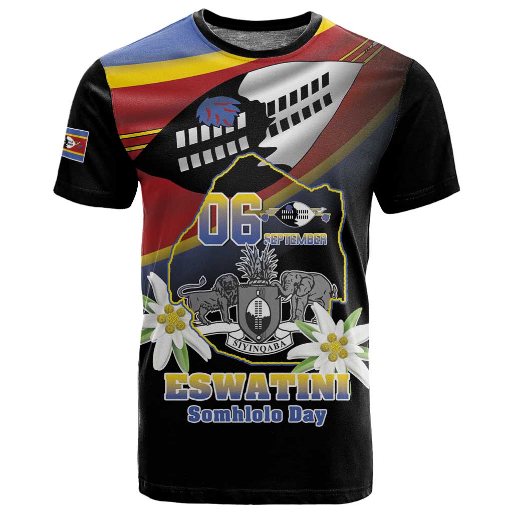 Personalized Eswatini Somhlolo Day T shirt Coat Of Arms With Map LT15