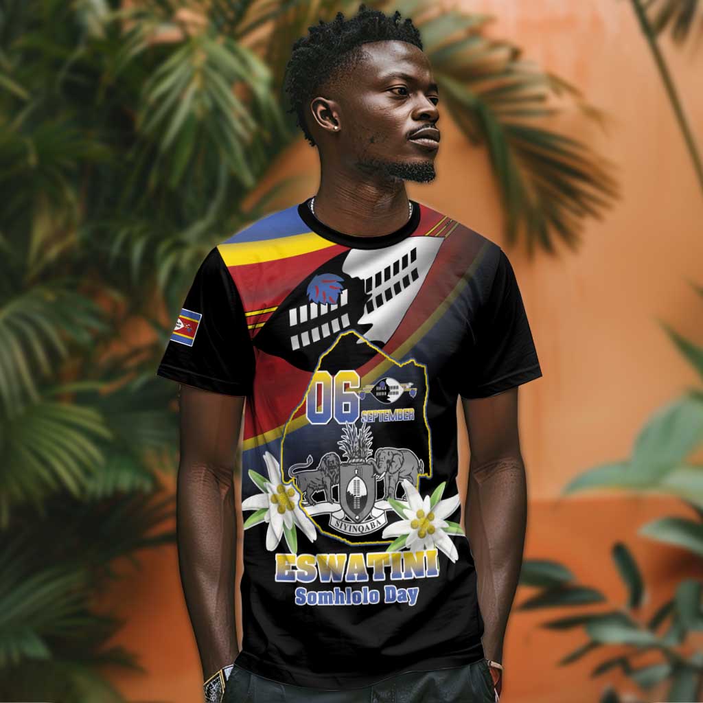Personalized Eswatini Somhlolo Day T shirt Coat Of Arms With Map LT15