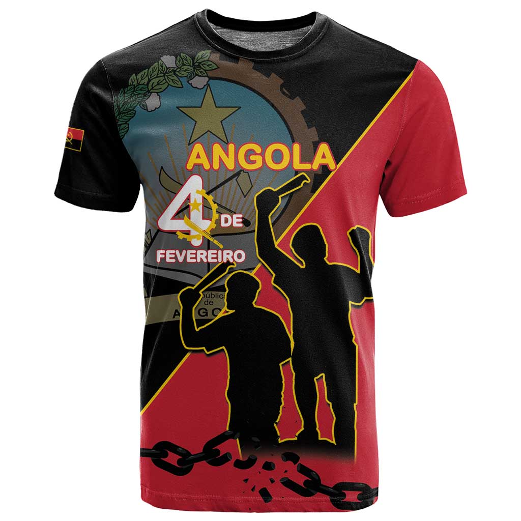Personalized 4 De Fevereiro Angola T shirt Coat Of Arms Style LT15