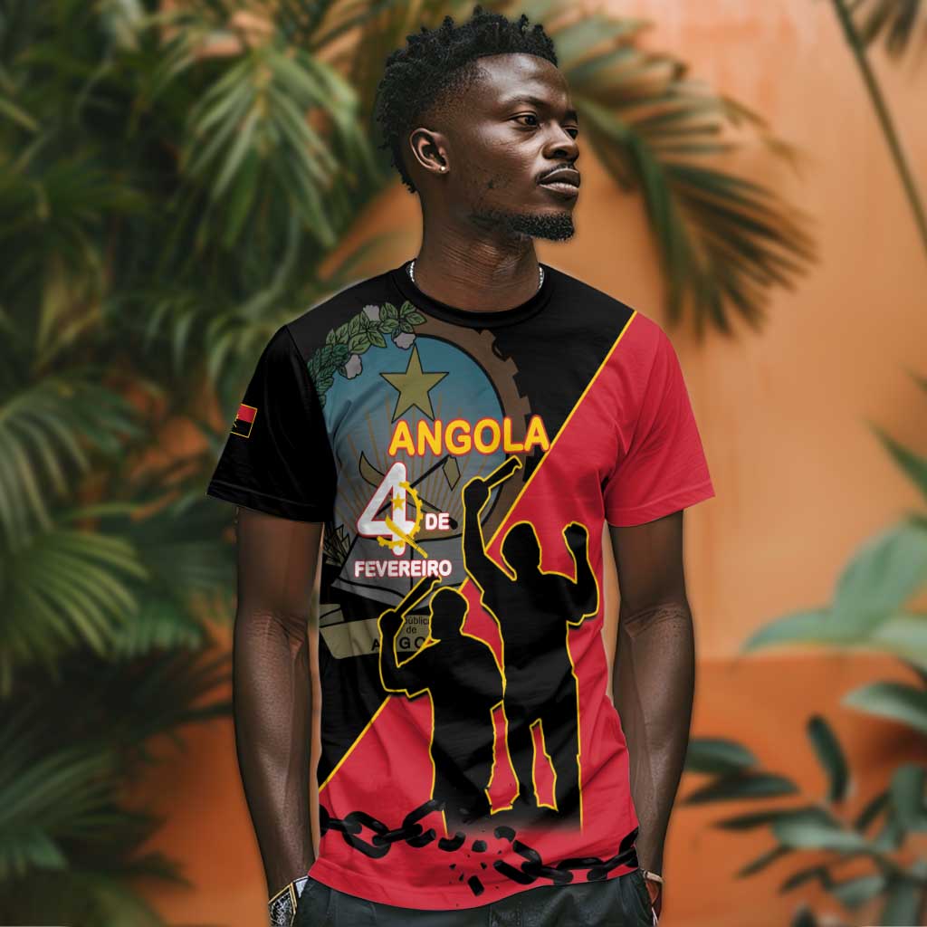 Personalized 4 De Fevereiro Angola T shirt Coat Of Arms Style LT15
