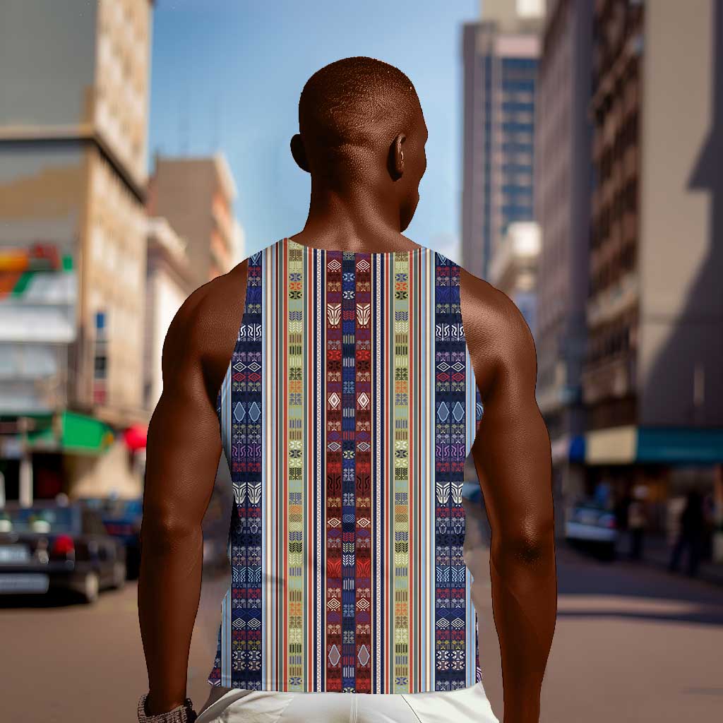 Lamba Mpanjaka Malagasy Traditional Pattern Men Tank Top LT15