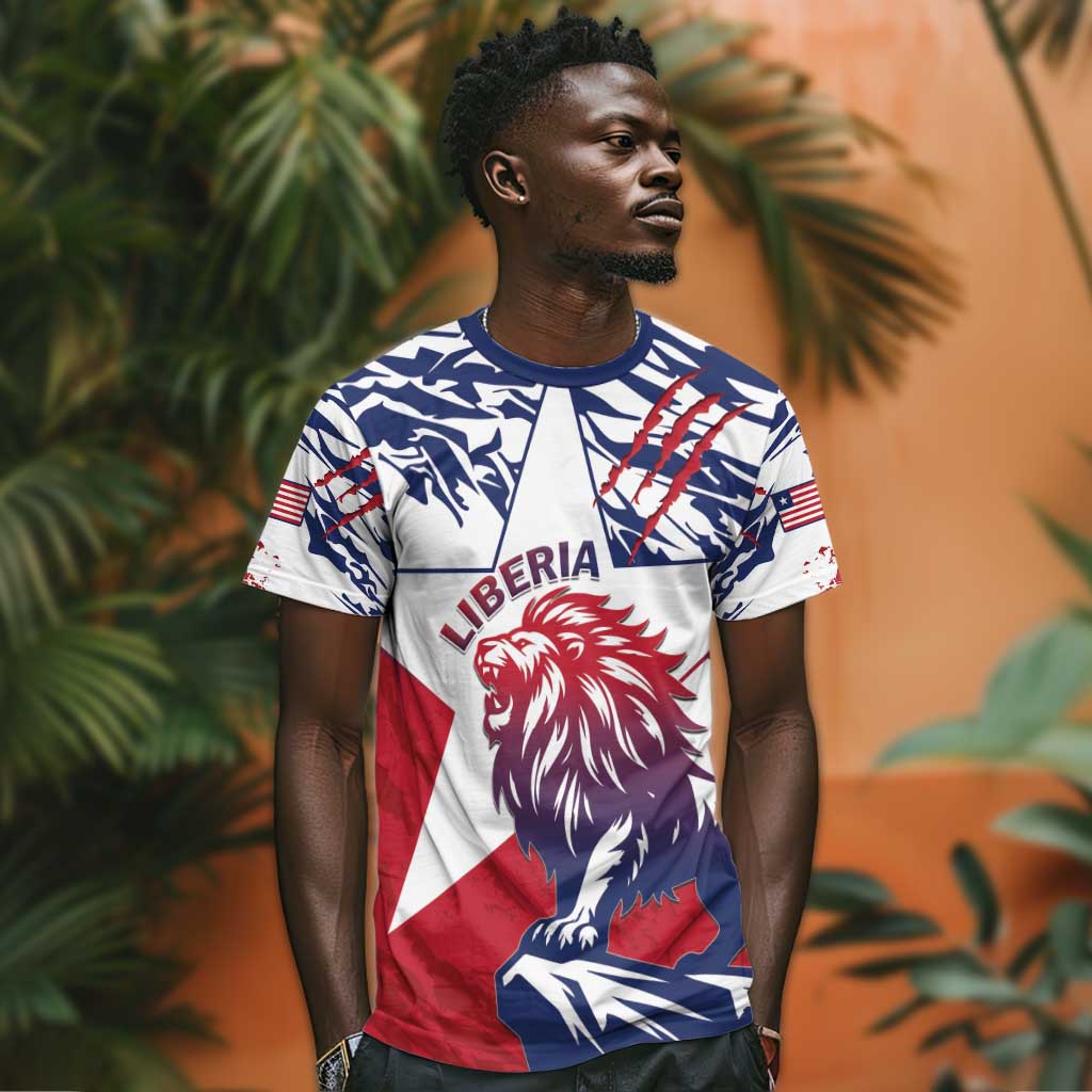 Personalised Afro Liberia T shirt African King Lion - Grunge Style LT15