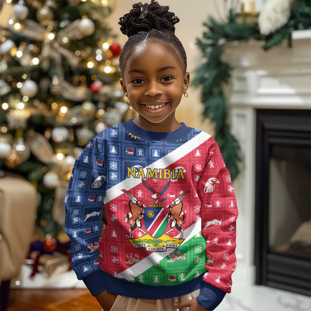 Afro Namibia Kid Ugly Christmas Sweater Coat Of Arms Christmas Style LT15