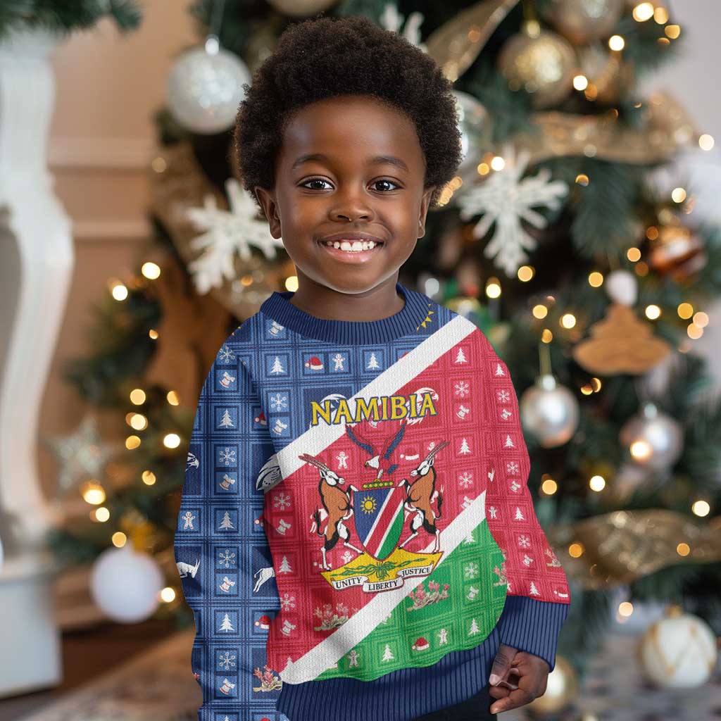 Afro Namibia Kid Ugly Christmas Sweater Coat Of Arms Christmas Style LT15