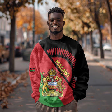 Personalized Afro Malawi Sweatshirt Coat Of Arms - Southeastern Africa Pattern LT15