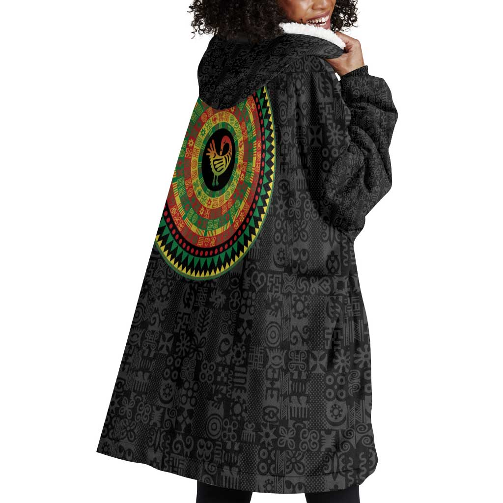 African Sankofa Bird Wearable Blanket Hoodie Adinkra Symbols - Chest Arm Tattoo LT15