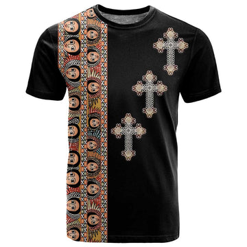 Ethiopia Angels Tilet With Cross T shirt Black Color LT15