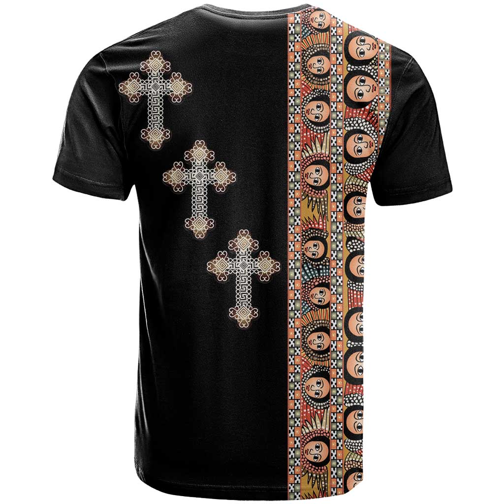 Ethiopia Angels Tilet With Cross T shirt Black Color LT15