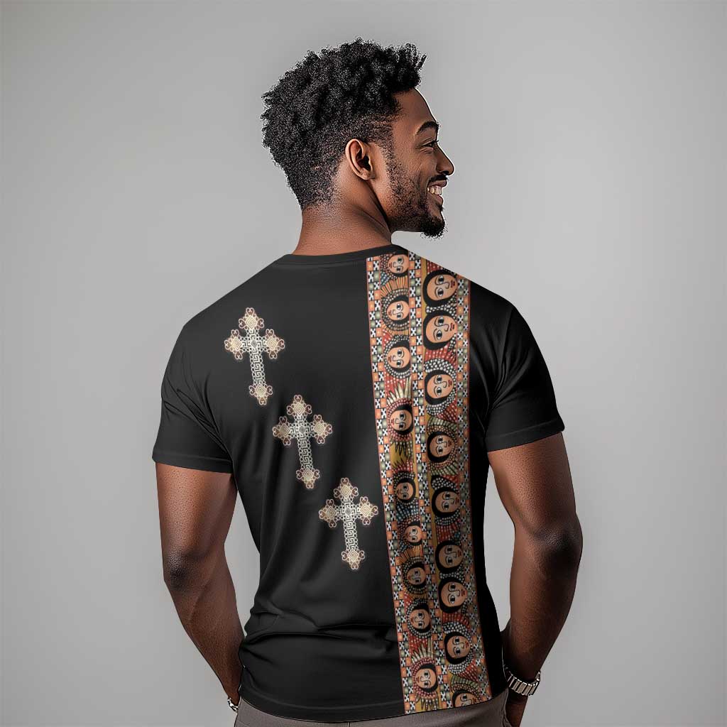 Ethiopia Angels Tilet With Cross T shirt Black Color LT15