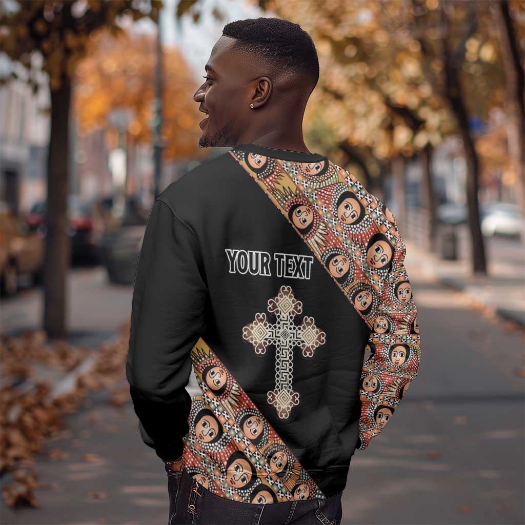 Personalized Ethiopia Sweatshirt Ethiopian Orthodox Church Angel Black Color LT15