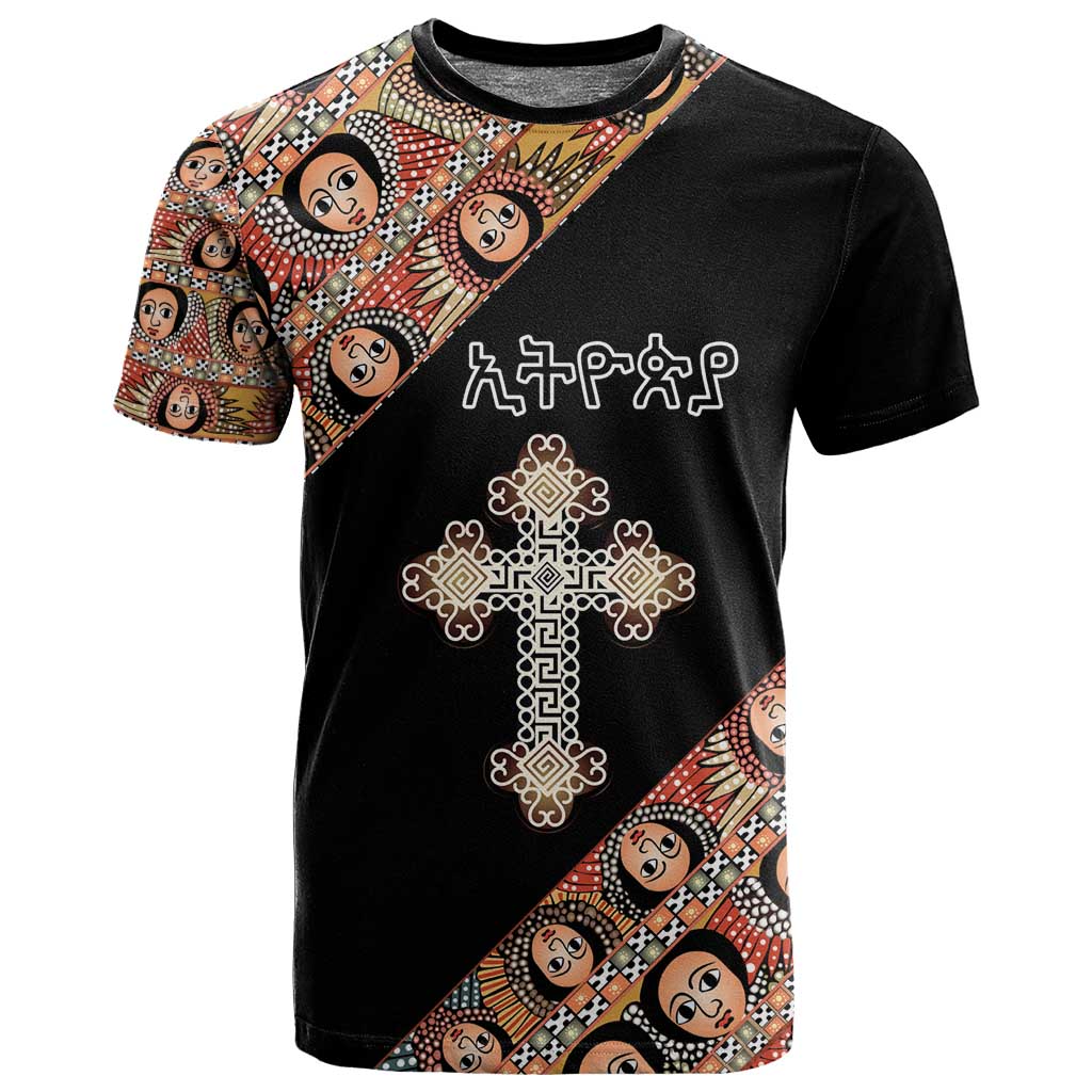 Personalized Ethiopia T shirt Ethiopian Orthodox Church Angel Black Color LT15