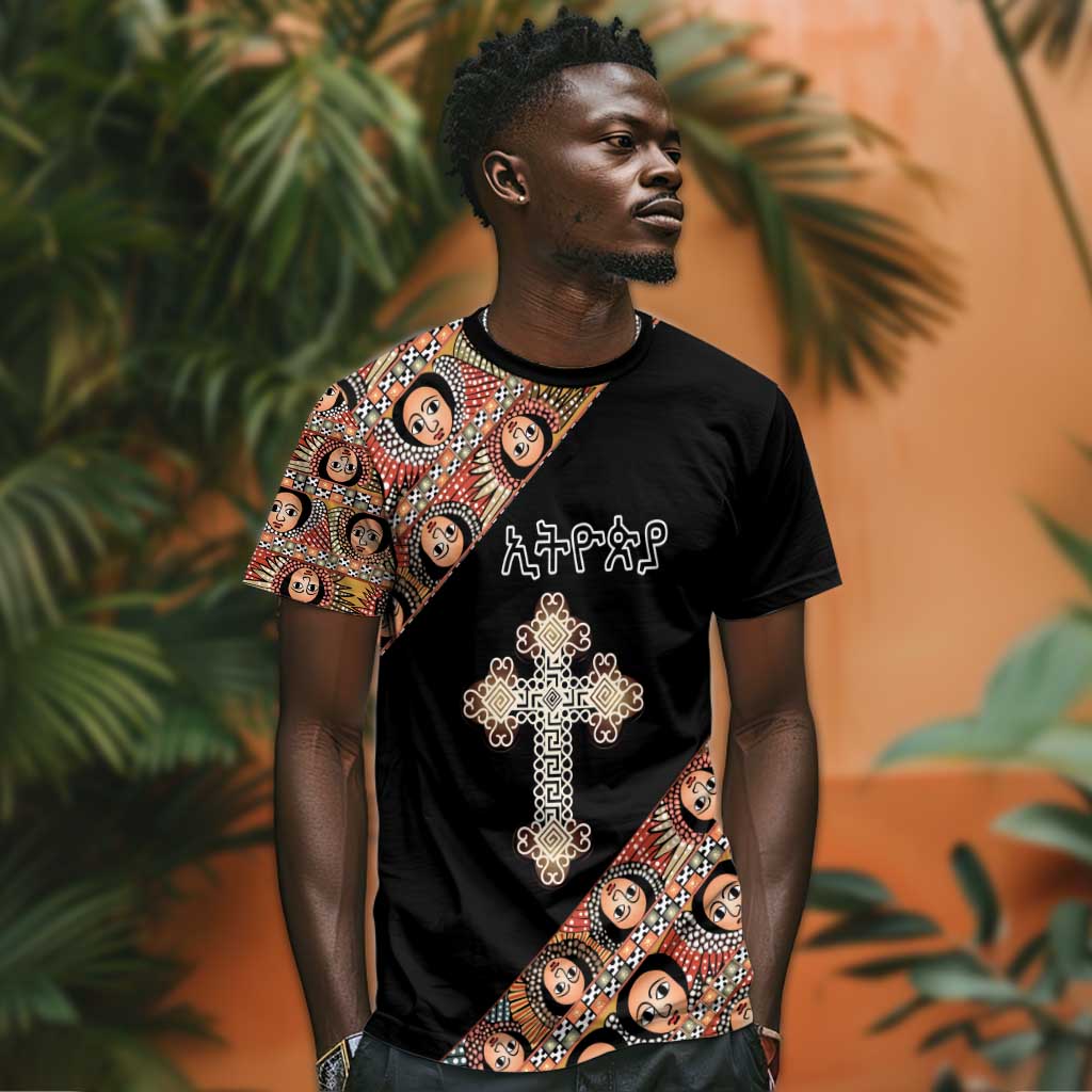 Personalized Ethiopia T shirt Ethiopian Orthodox Church Angel Black Color LT15