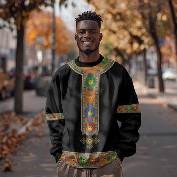 Ethiopia Saba Kemis Habesha Style Sweatshirt Black Color LT15