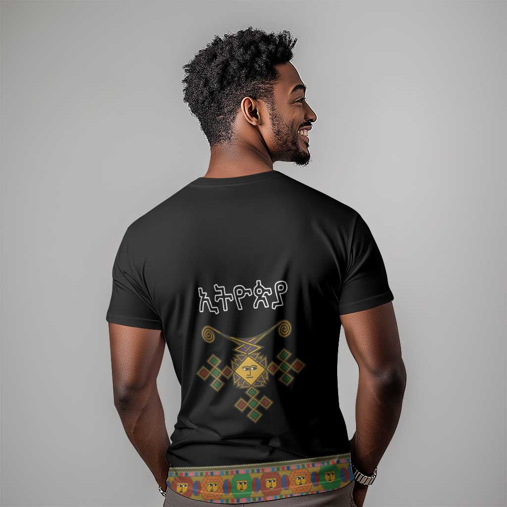 Ethiopia Saba Kemis Habesha Style T shirt Black Color LT15