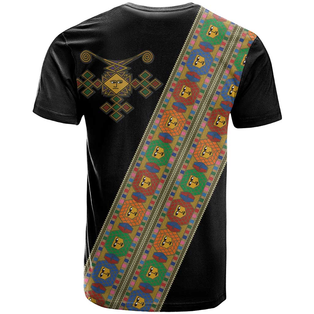 Ethiopia Saba Kemis Sash Style T shirt Black Color LT15