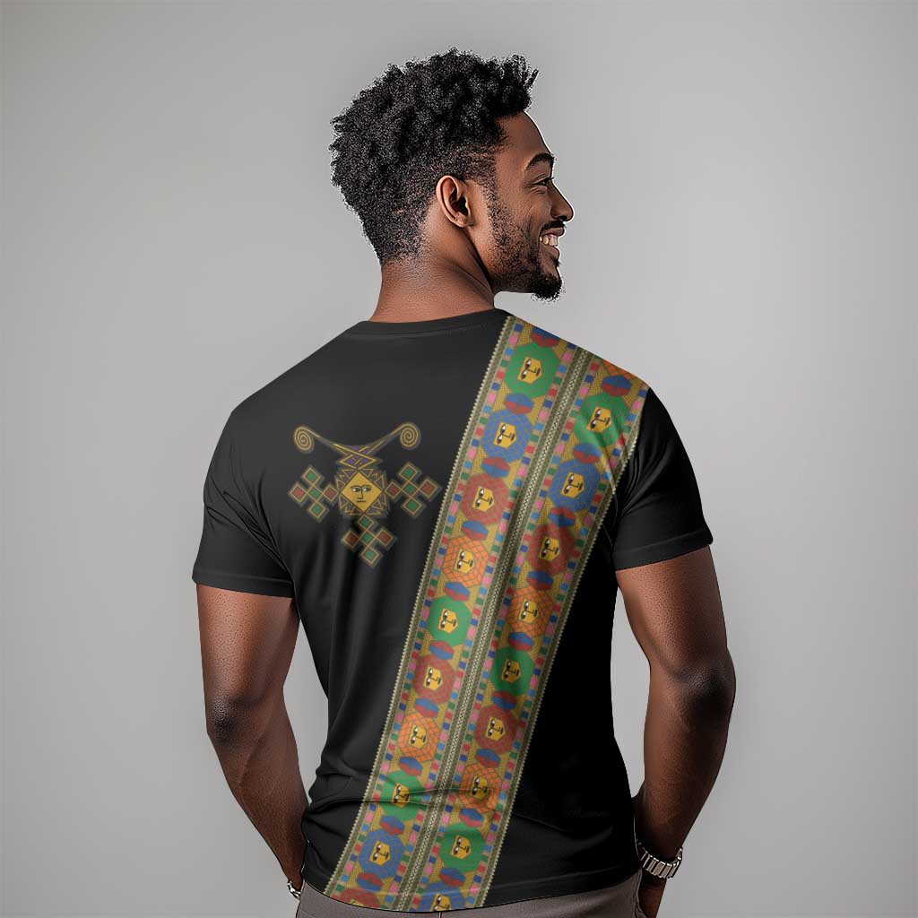 Ethiopia Saba Kemis Sash Style T shirt Black Color LT15