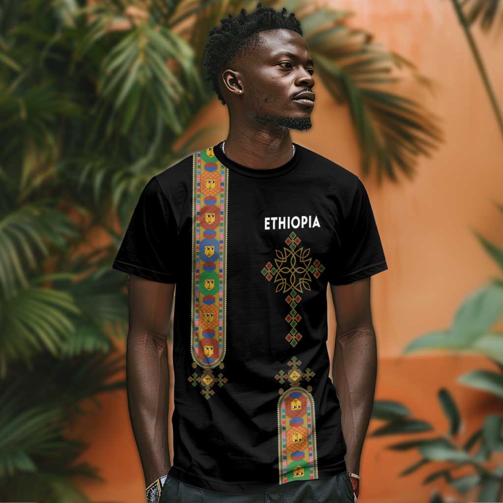 Ethiopia Saba Kemis T shirt Lion Of Judah Black Color LT15