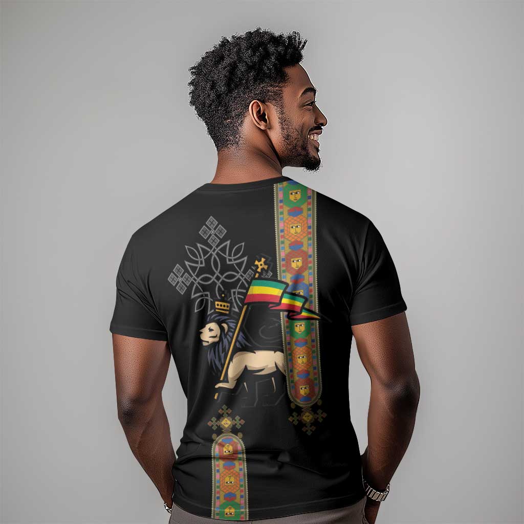 Ethiopia Saba Kemis T shirt Lion Of Judah Black Color LT15