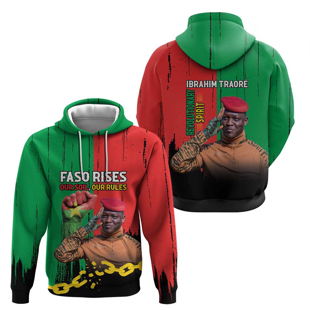 Ibrahim Traore Hoodie Faso Rises Our Soil Our Rules LT15