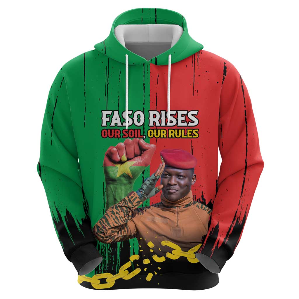 Ibrahim Traore Hoodie Faso Rises Our Soil Our Rules LT15