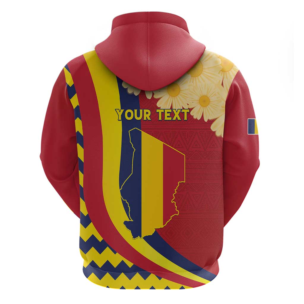 Personalised Chad Independence Day Hoodie Coat Of Arms Gerbera Daisy LT15