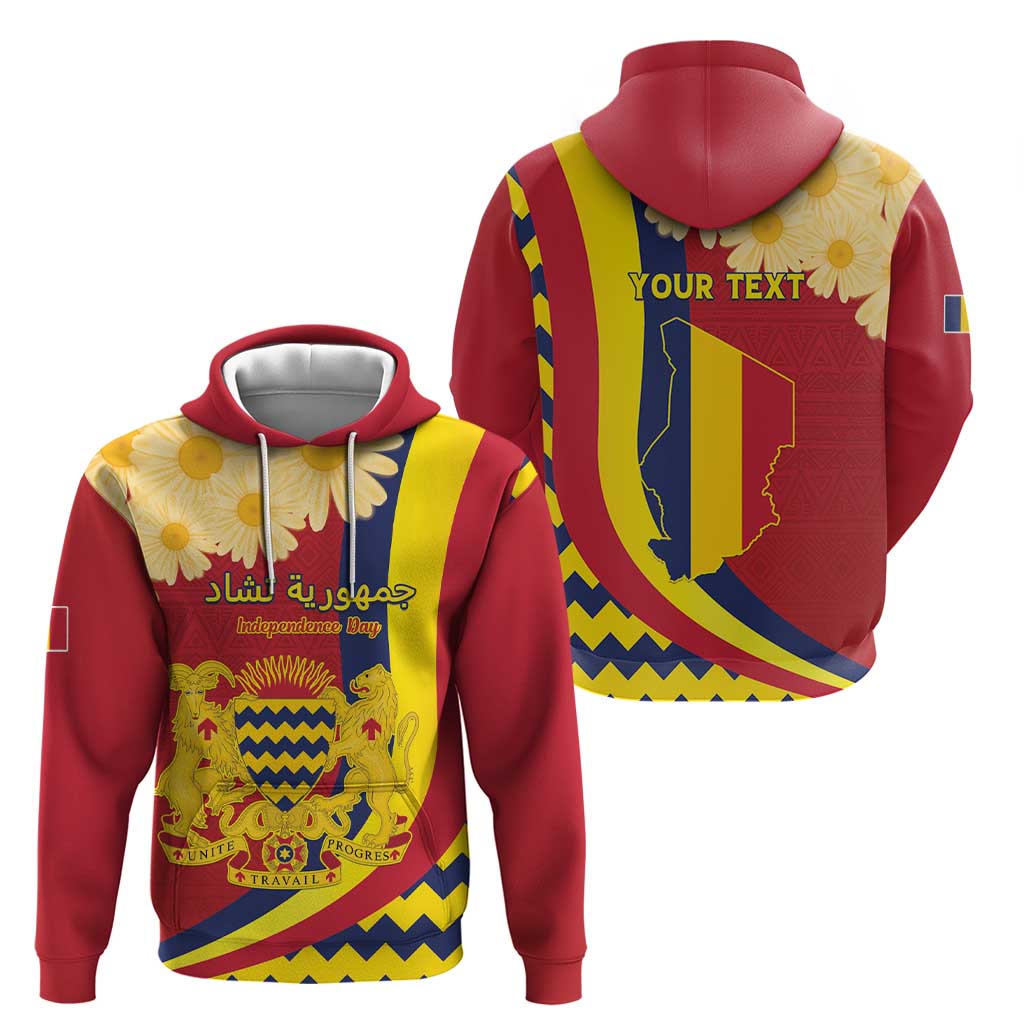 Personalised Chad Independence Day Hoodie Coat Of Arms Gerbera Daisy LT15
