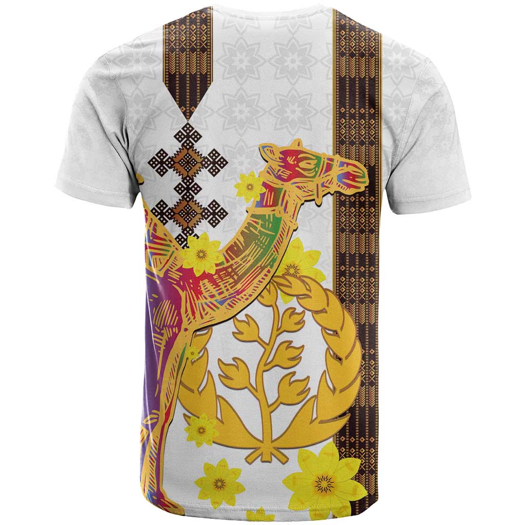 Melkam Enkutatash Eritrean T shirt Camel With Habesha Tilet Pattern LT15