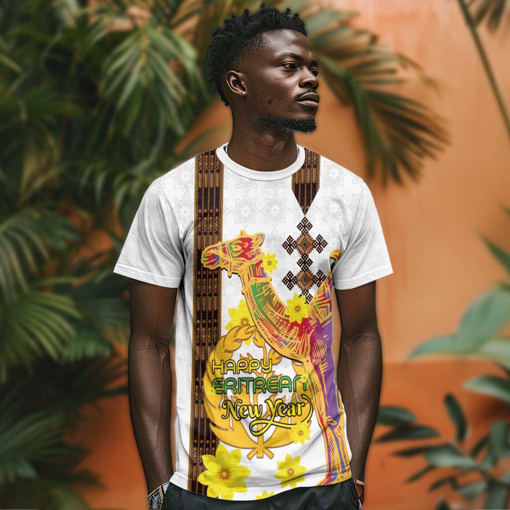 Melkam Enkutatash Eritrean T shirt Camel With Habesha Tilet Pattern LT15