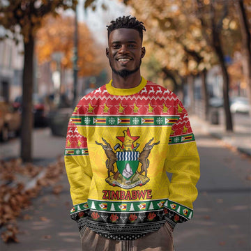 Afro Zimbabwe Christmas Sweatshirt Coat Of Arms - African Pattern LT15