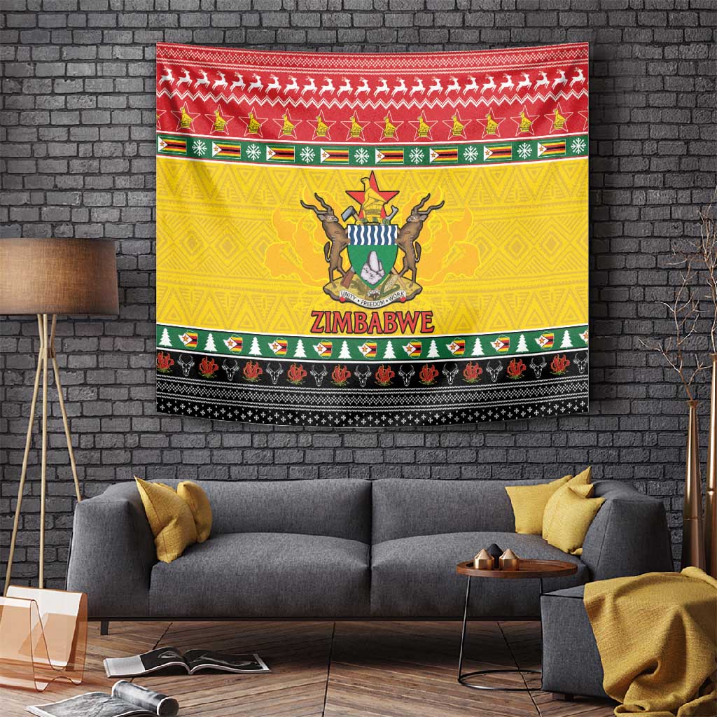 Afro Zimbabwe Christmas Tapestry Coat Of Arms - African Pattern LT15