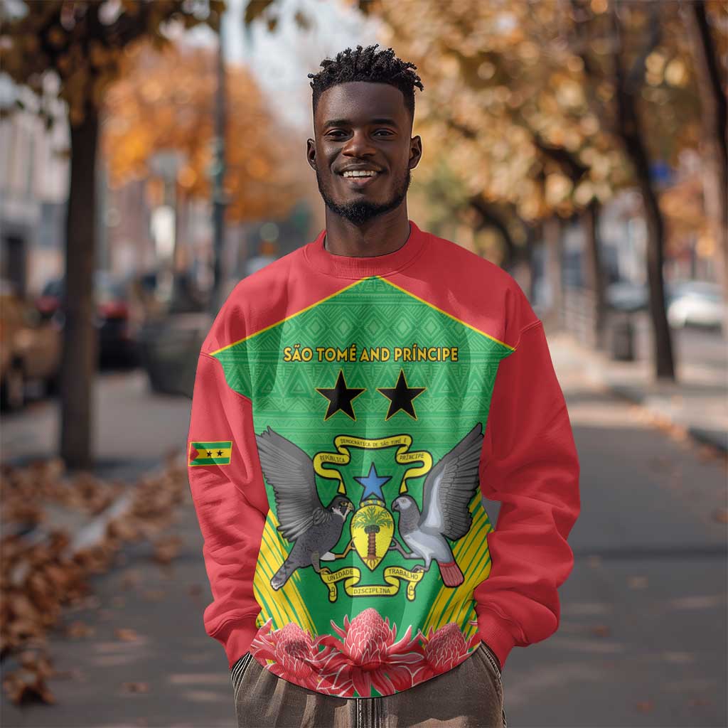 Personalized Afro Sao Tome and Principe Sweatshirt Coat Of Arms - African Pattern LT15