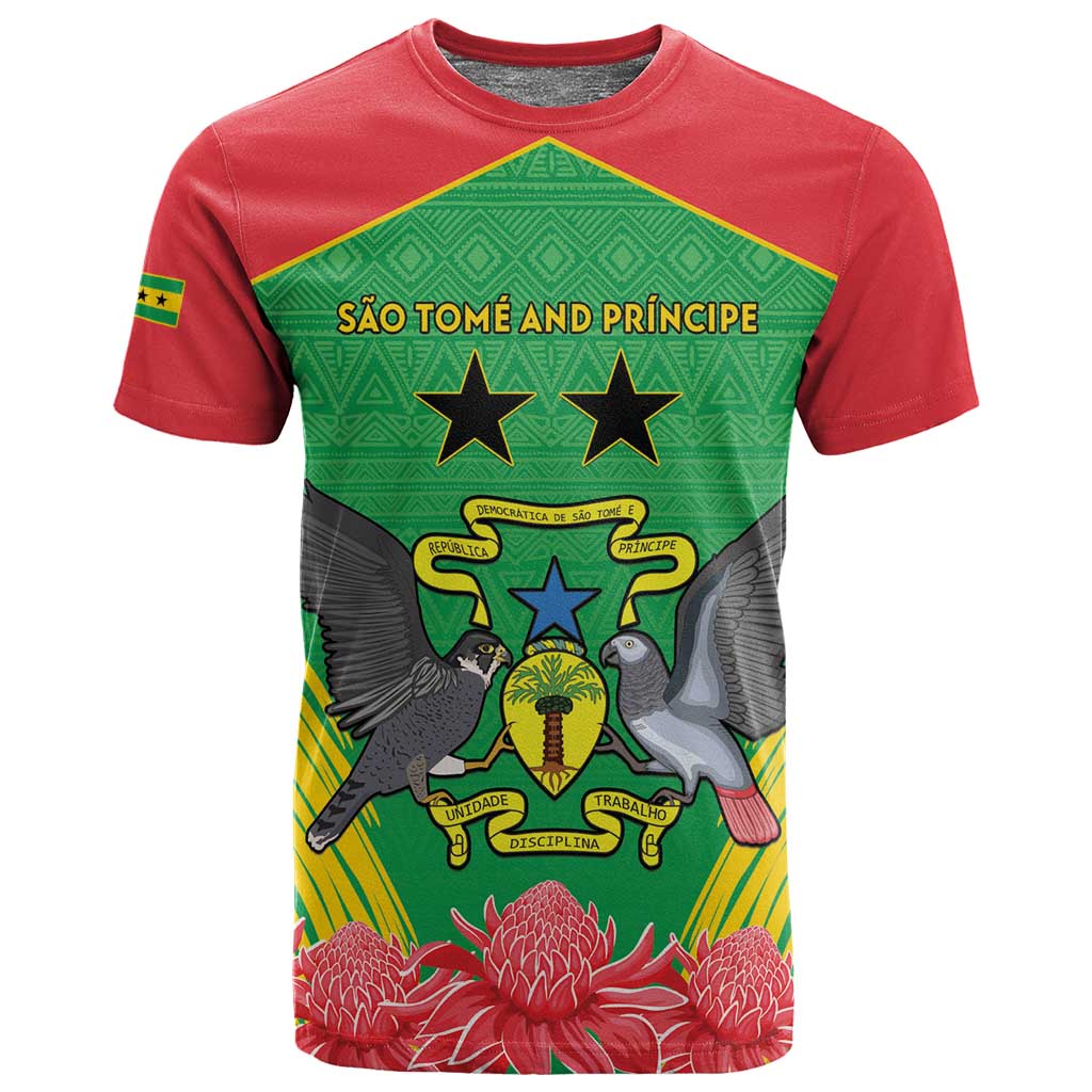 Personalized Afro Sao Tome and Principe T shirt Coat Of Arms - African Pattern LT15