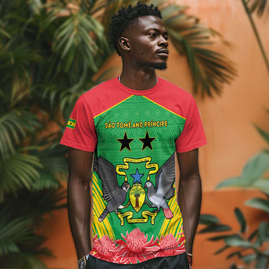 Personalized Afro Sao Tome and Principe T shirt Coat Of Arms - African Pattern LT15