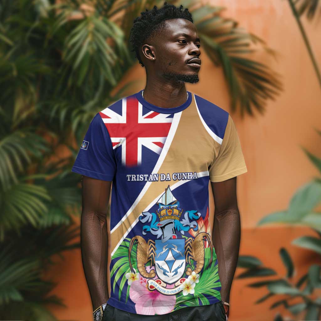 Personalized Tristan da Cunha T shirt Coat Of Arms Tropical Flowers LT15