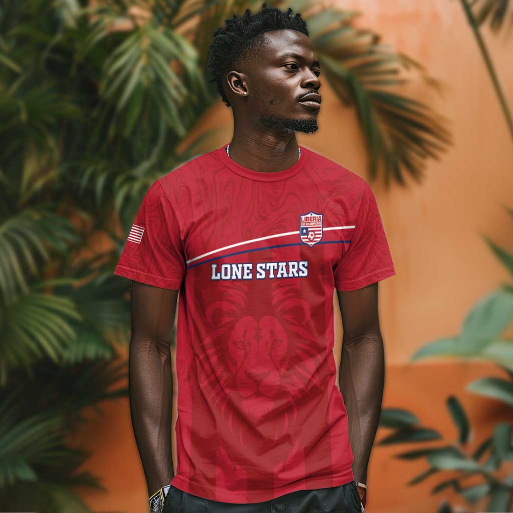 Custom Liberia T shirt Football Lion Mascot - Red LT15