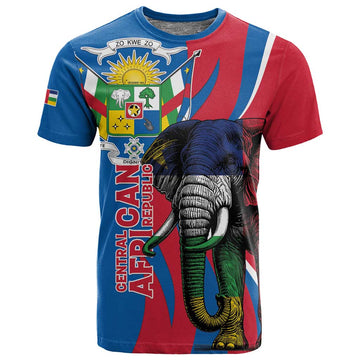 Personalised Central African Republic Elephant T shirt Coat Of Arms With Map LT15