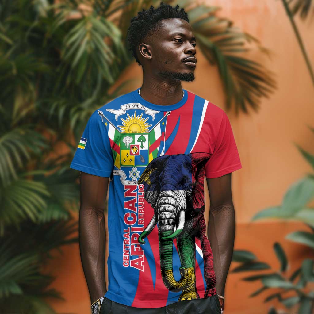Personalised Central African Republic Elephant T shirt Coat Of Arms With Map LT15