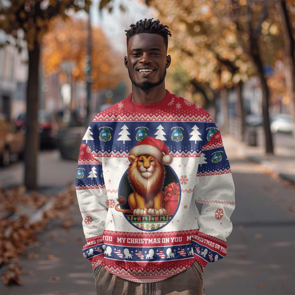 Liberia Christmas Sweatshirt African Lion Santa LT15