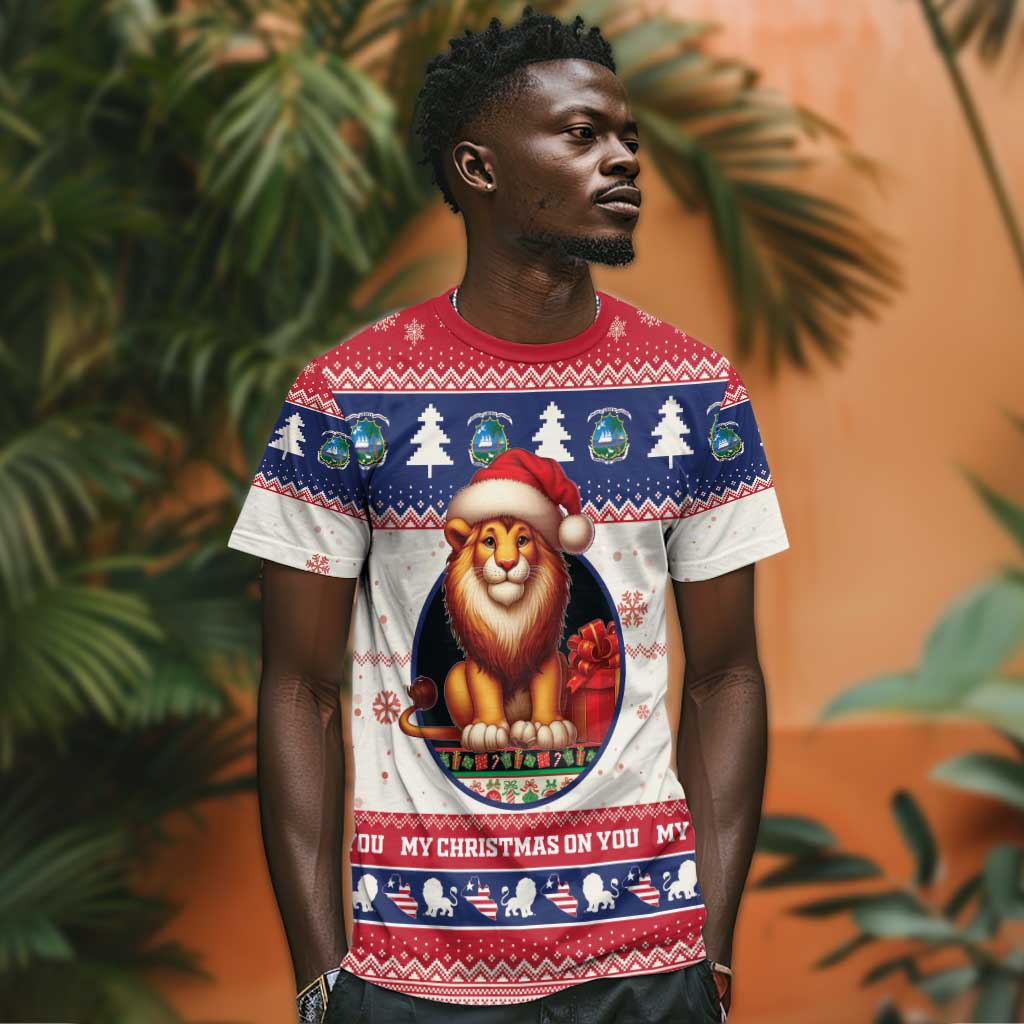 Liberia Christmas T shirt African Lion Santa LT15