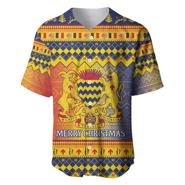Afro Chad Christmas Baseball Jersey Coat Of Arms With African Pattern LT15