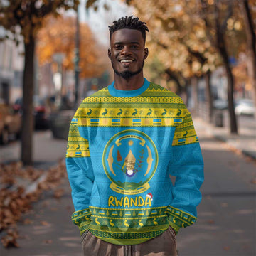 Afro Rwanda Christmas Sweatshirt Noheli Nziza Coat Of Arms - African Pattern LT15