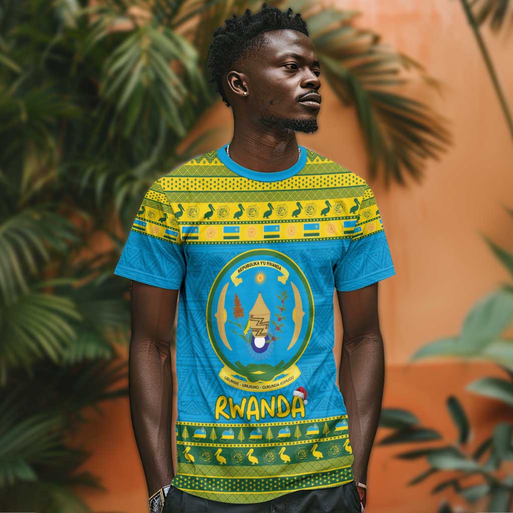Afro Rwanda Christmas T shirt Noheli Nziza Coat Of Arms - African Pattern LT15