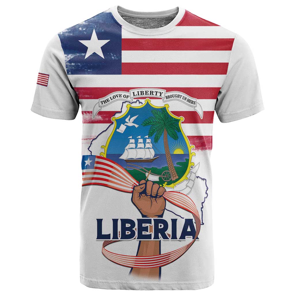 Personalised Liberia Flag Day T shirt Coat Of Arms With Map LT15