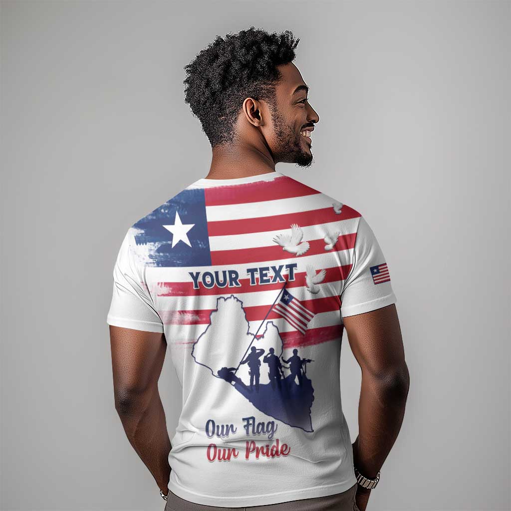 Personalised Liberia Flag Day T shirt Coat Of Arms With Map LT15