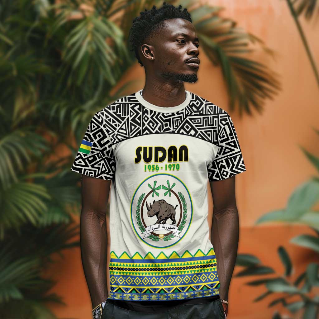 Personalized Sudan T shirt Coat Of Arms 1956-1970 With African Pattern LT15